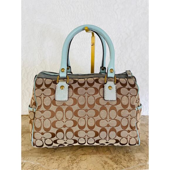 COACH 7064 brown and blue Boston satchel bag - Picture 2 of 14